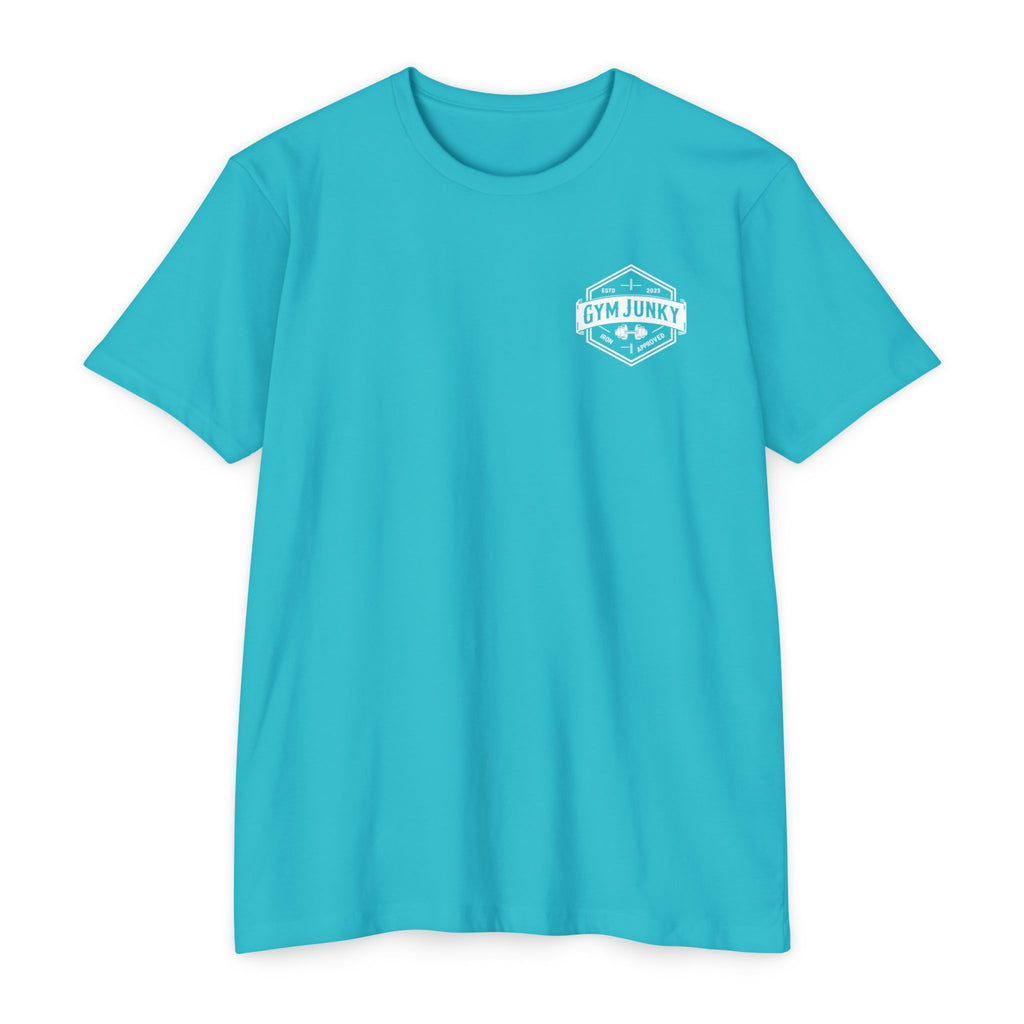 Gym Junky Unisex CVC Jersey T-Shirt | Fitness Apparel, Workout Gift, Gym Lover's Tee, Casual Wear, Motivational Top