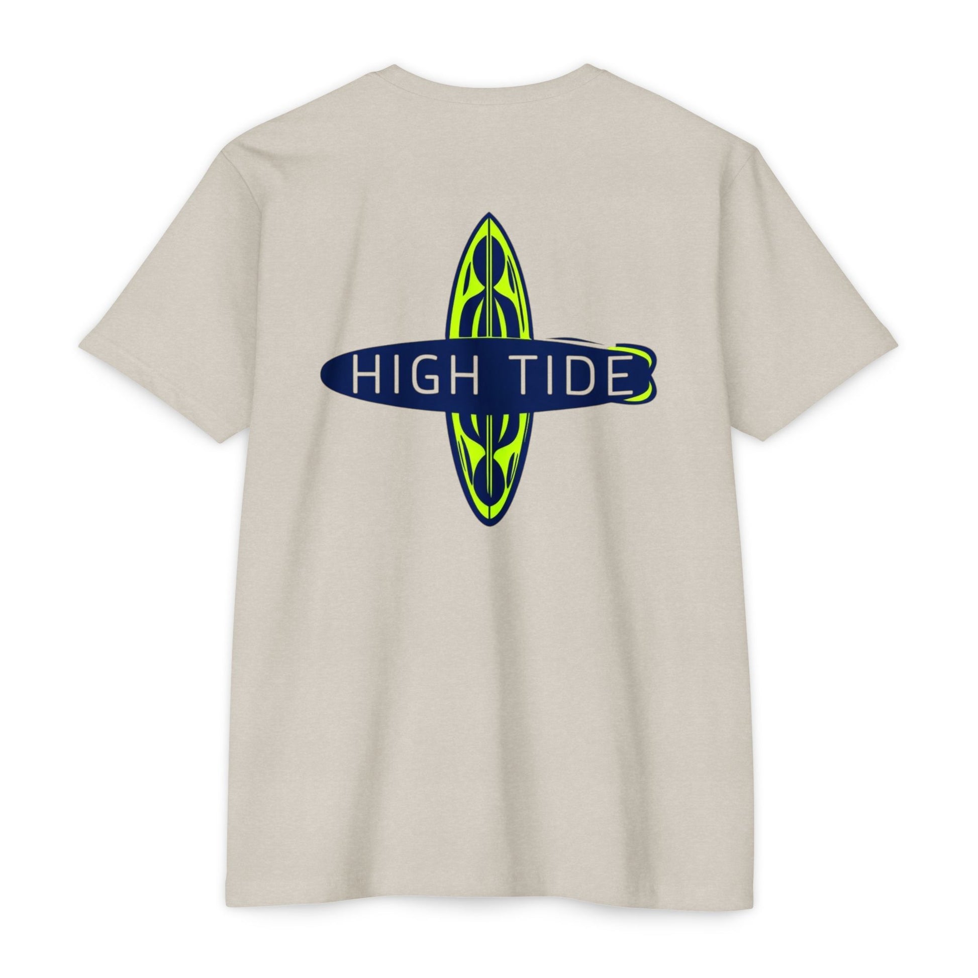 High Tide Unisex CVC Jersey T-shirt, Beachwear, Surfing Shirt, Summer Apparel, Casual Tee, Gift for Surfers