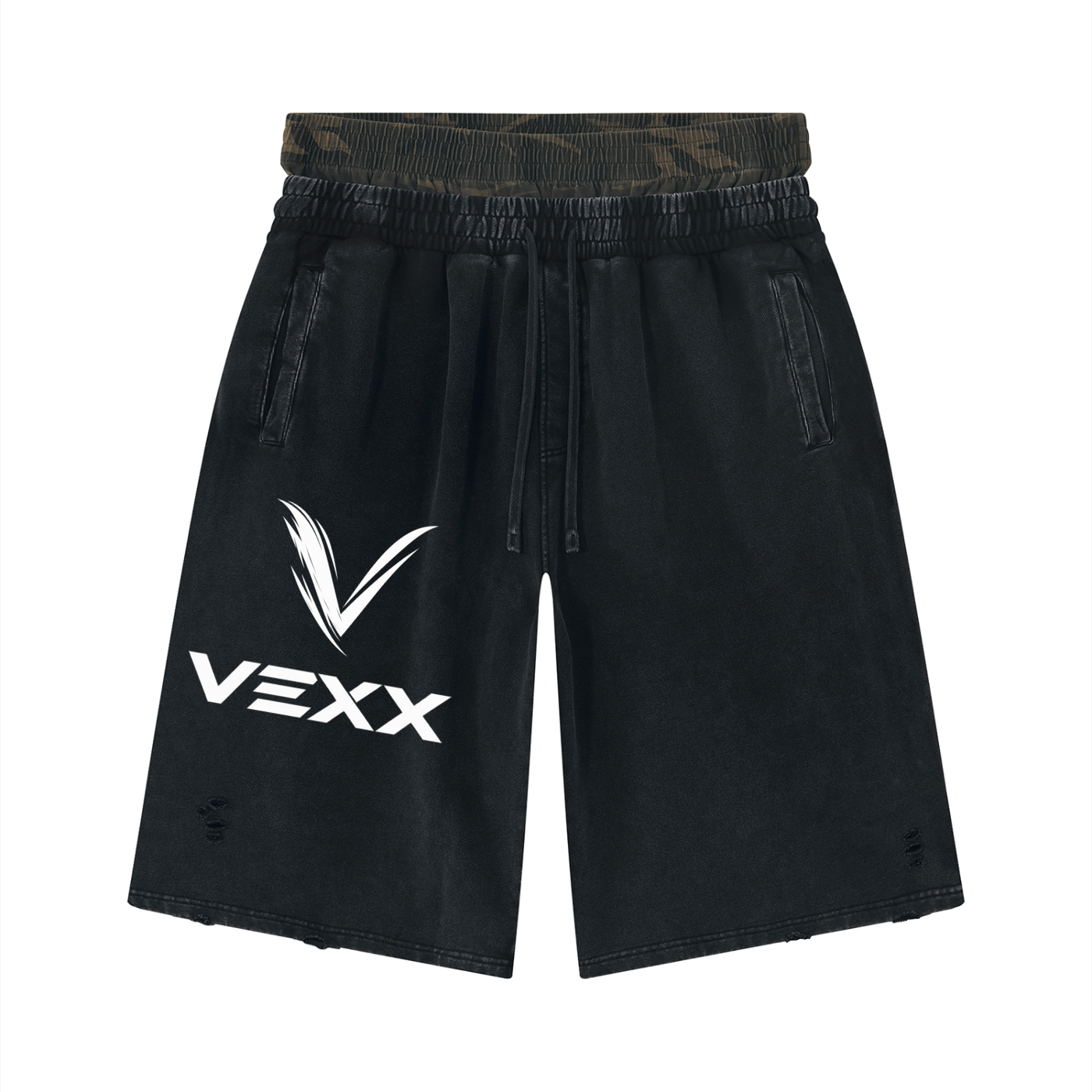 Unisex Vintage Wash Distressed Wide Leg Shorts