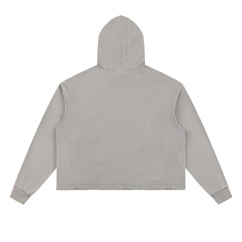 Vintage Washed Frayed-Hem Hoodie