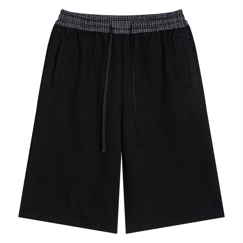 Unisex Plaid Waistband Shorts